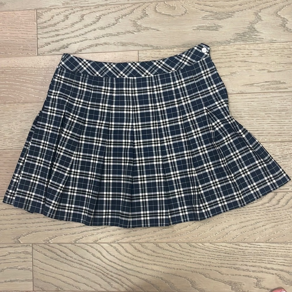 Blue and White Plaid Pleated Skirt Size 6